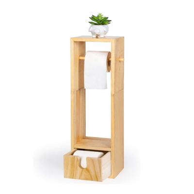 China Sustainable Hot Sale Bathroom Organizer Wall Mounted Natural Texture Toilet Paper Holder With Storage for sale