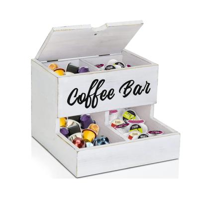 China Wholesale Custom Modern Sturdy Multifunctional 2 Compartment Coffee Organizer Wood Viable for sale