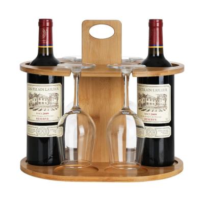 China Sustainable Wholesale Custom Eco-Friendly Color Floor Standing Bamboo Material Countertops Wine Rack for sale