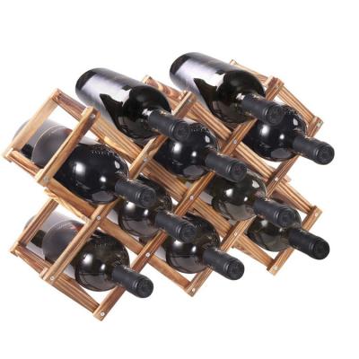 China Quality Viable Wholesale Foldable Goods Multifunctional Factory Nature Wood Wine Display Rack for sale