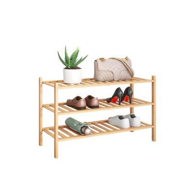 China Premium Quality Bamboo Stackable Organizer Eco-Friendly Wholesale Viable Durable Shoe Racks Shoe Shelf Storage for sale