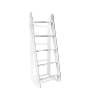 China Best Viable Selling Multifunctional Rectangular Wooden Decorative White Ladder Shelf Rack for sale