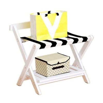 China Solid Wood White Foldable Nylon Wooden Luggage Rack Premium Modern Quality Various Sizes Wholesale for sale