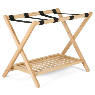 China Modern Wholesale Set Of 2 Pracical Brown Eco-friendly Hotel Luggage Rack For Guest Room for sale