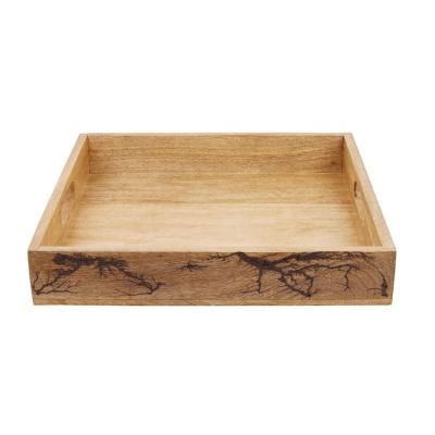 China China High Quality Custom Made Hotel Home Restaurant Wood Open Food Serving Tray Wooden Bamboo Safety Wooden Tray With Handles for sale