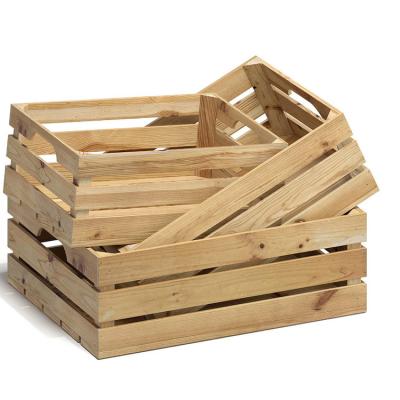 China Africa Wholesale Rustic Nesting Wooden Crates Box Basket Storage Wall Mounted Wooden Crates for sale