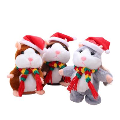 China healthy & Mini Soft Toy Electric Hamster Cute Funny Walking Recording Stuffed Plush Animal Toy With Christmas Hat Kids for sale