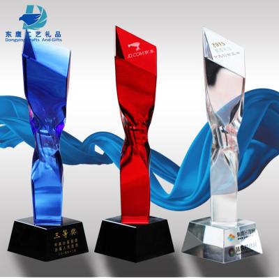 China China Newcomer Trophy Award Business Gifts Blue Crystal Trophy for sale