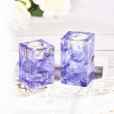 China Wholesale Customized Square Crystal Glass Tea Light Holder Nordic Home Decoration Factory for sale