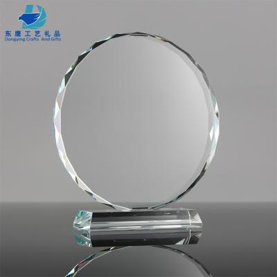 China Europe Custom Design Empty Glass Plate Circle Shaped Awards With Base for sale