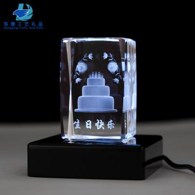 China Europe Unique Design 3D Crystal Cube Laser Engraved For Birthday Gift for sale