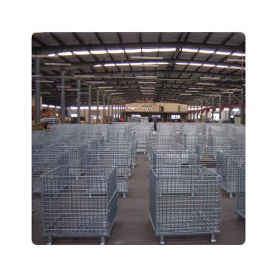 China Industry Welded Portable Stacking Folding Metal Logistic Steel Security Cage Wire Mesh Container for sale