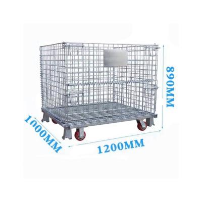 China Storage Cage Steel Cage Folding Logistics Turnover Basket Iron Frame Storage Cage Car for sale