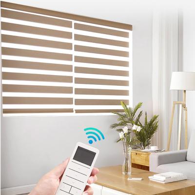 China CLASSIC Blackout Zebra Blinds Roller Alexa Controlled Battery Operated Wifi Modern Electric Remote Control Smart Window Shade for sale