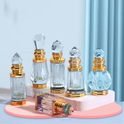 China New Design Luxury Custom 3ml European Style Small Clear Gemstone Empty Glass Crystal Bottle For Attar for sale