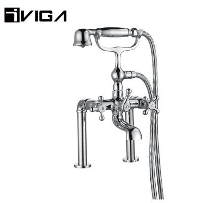 China With Slide Bar Good Quality Floor Mount Bathtub Mixer UPC Chrome Brass Free Standing Bathtub Faucet for sale