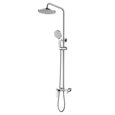 China With Sliding Bar VIGA Bath Shower Column Set Brass Chrome Round Bathroom Shower Mixer Tap for sale