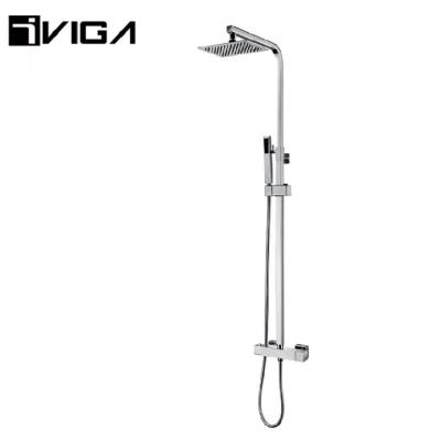 China Without China Factory Items Bathroom Shower Faucet Square Brass Thermostatic Shower Set for sale