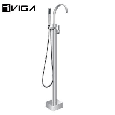 China With Slide Bar Shower Head Rain Tub Shower Faucet Floorstanding Freestanding Bathtub Faucet With Hand Held Shower Clip for sale