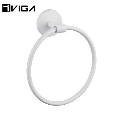 China Modern Simple Style SS304 White Black Color Material Towel Ring For Bathroom for sale