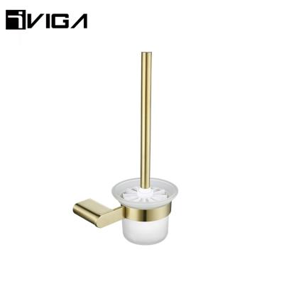 China High Tumbler Holder 304 Stainless Steel Bathroom Accessories Modern Simple Royal Gold Brushed Brush Holder for sale