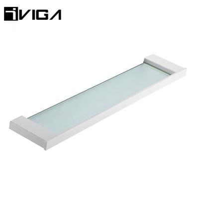 China Wall Mounted Type Top Selling Hotel Bathroom Accessories Adjust Single Layer Glass Shelf SS304 for sale