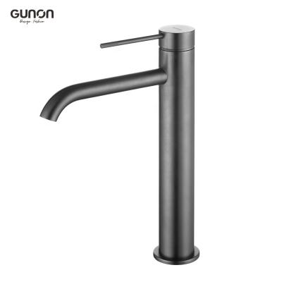 China Gray Color Bathroom Basin Faucet Modern Dark Brushed Lavatory Basin Faucet for sale