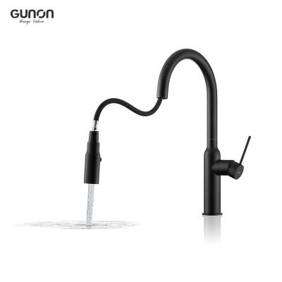 China Flexible Minimalist Hot Cold Water Lower Matte Black Kitchen Faucet for sale