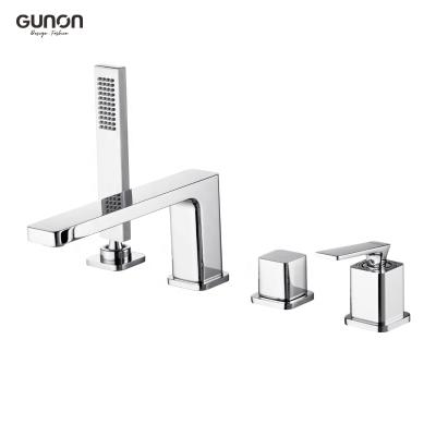 China Without Sliding Bar Deck Mounted Hot and Cold Mixer Tap Shower Bath Tub Mixer Tap Faucet Set for sale