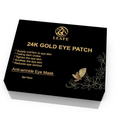 China anti-aging Anti-wrinkle private logo reduce wrinkle dark spot 24K gold eye fading patch for sale