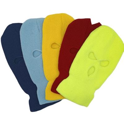 China New Design Dobby Full Logo Balaclava 3 Hole Embroidery Face Knit SkiMask Beanie Hat Knitted skiMask for sale