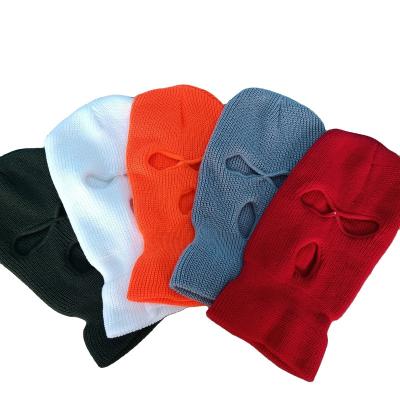 China New Image Design Logo Balaclava 3 Hole Embroidery Full Face Knit SkiMask Beanie Hat Knitted skiMask for sale