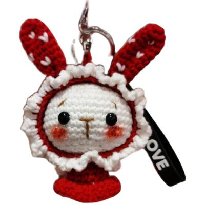 China Keychain/Ornament Customized Handmade Knitting Plush Bunny Amigurumi Crochet Doll Bag Keychain for sale