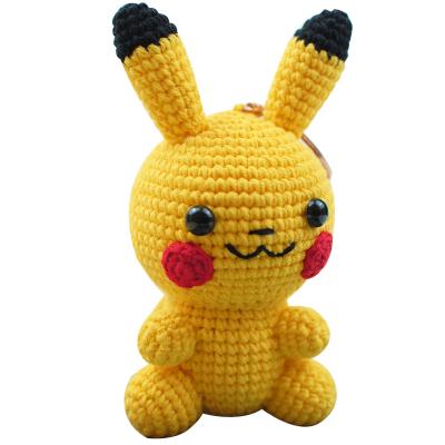 China Custom Amigurumi Children's Toys Pika Chu Animal Toys Handmade Crochet Doll Yellow Pendant for sale