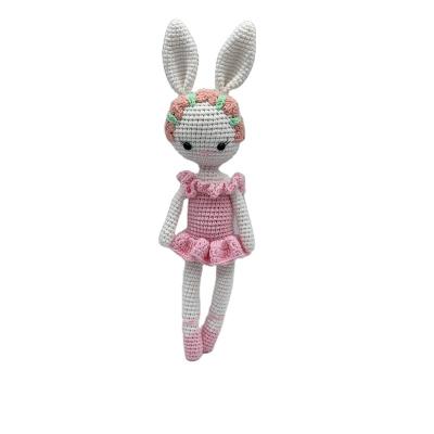 China Lovely 100% cotton Bunny Pink Ballet Rabbit Hand crochet knit dolls for sale