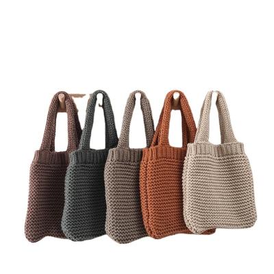 China Fashion 2021 Wholesale Women Lady Simple Hand Crochet Tote Bag Girls Little Small Tote Bag Shoulder Bag for sale