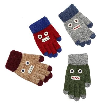 China Winter Classic Warm Mittens Cartoon Jacquard Sale Robot Design Boys Acrylic Cute Mittens for sale