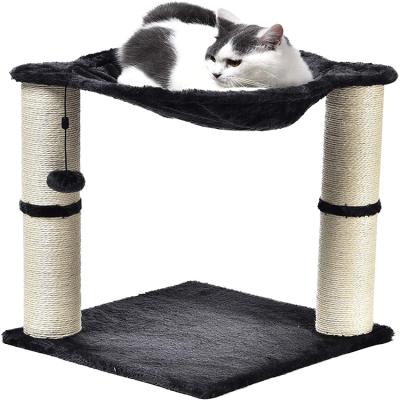 China Sustainable Construction Cat Bed Cat Tree House with Sisal Scratcher Ball Hammock Cat Tree Tower Teasing Housing for sale