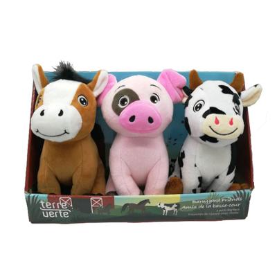 China Sustainable Farmyard Plush Dog Toy Set Dog Penguin Bear Chew Toy for sale