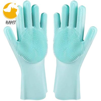 China Sustainable Pet Grooming Glove Dog Bathing Eco-friendly Shampoo Brush Silicone Hair Removal Glove for sale