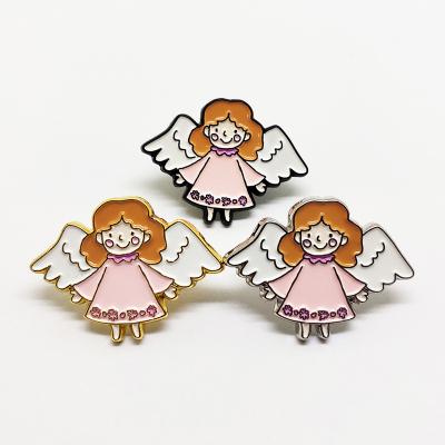 China Cheap Custom Cute Soft Metal Lapel Pin Enamel Angel Enamel Lapel Pin Hard Pin Wholesale Europe for sale