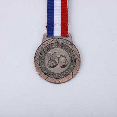 China Die Casting Customizable Cheap Soft Enamel Custom Medal Sports Games Antique Plated Metal Medallion With Ribbon for sale