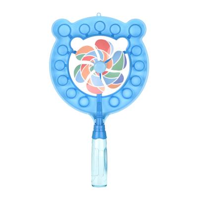 China 2 Styles Optional Bubble Wand Windmill Bear Shape Design 15 Hole Rotating Blowing Rich Bubbles Sit Bubble Assured Solution for sale