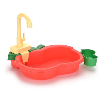 China Apple Design Funny Children's Educational Toy Electric Dishwasher Adorable Flow Water Cyclically Evenly For Fishing Game 180 Degree Rotating Water Faucet for sale