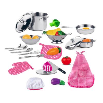 China Metal Metal Kitchen Toys Cooking Metal Doctor Set Toys Pretend To Play Stainless Steel Tableware for sale