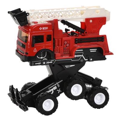 China Durable Collision Inertial Deformation Deformation City Alloy Rescue Series Fire Engine Fire Truck Car Scale Realistic Lights and Sounds for sale