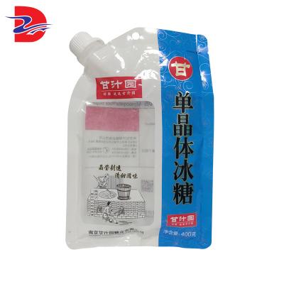 China Recyclable Plastic Custom Fruit Juice Drink Packaging Spout Pouch Clear Spout Holder Liquid Bag for sale