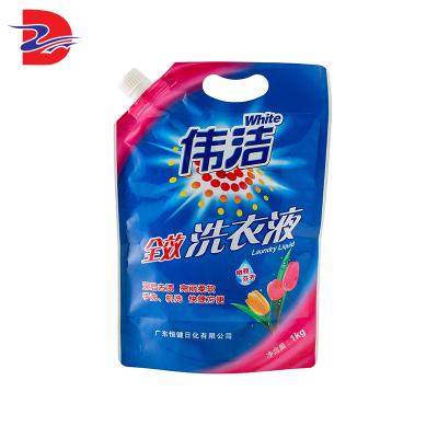 China New Design 2L Safety Custom Printed Die Cut Handle Laundry Detergent Powder Packing Plastic Bag With Screw Top for sale