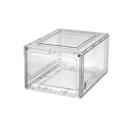 China Viable Clear Plastic Shoe Sneaker Box Stackable Storage Organizer With Acrylic Custom Clear Display Containers for sale