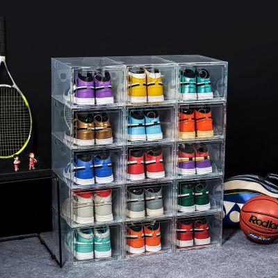 China Wholesale Viable Transparent Drop Front Stackable Plastic Clear Custom Shoe Rack Container Display Storage Box Acrylic Organizer for sale